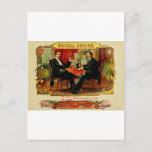Antike Zigarrenkisten-Etikette SOCIAL SMOKE (L4) Postkarte