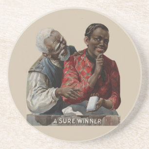 Antike Zigarrenwerbung von 1895 Afroamerikaner Sandstein Untersetzer