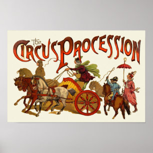 Antike Zirkusparade Clowns Pferde Poster