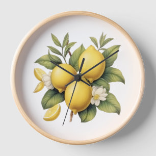 Antike Zitronen-Blumen-Gelbe Küche Uhr