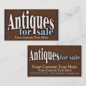 Antiken für Verkauf. Sammlerstücke. Kundengerecht Visitenkarte (Vorne/Hinten)