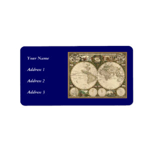 Antiken-Weltkarte 1660 durch Frederick de Wit Adressaufkleber