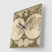 Antiken-Weltkarte 1660 durch Frederick de Wit Quadratische Wanduhr (Winkel)