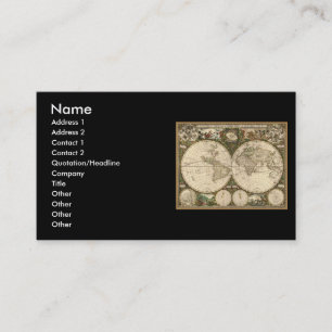 Antiken-Weltkarte 1660 durch Frederick de Wit Visitenkarte