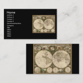 Antiken-Weltkarte 1660 durch Frederick de Wit Visitenkarte (Vorne/Hinten)