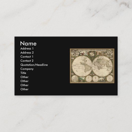 Antiken-Weltkarte 1660 durch Frederick de Wit Visitenkarte (Vorderseite)