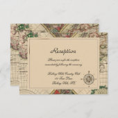 Antiker alte Weltkarten-Hochzeits-Empfang Begleitkarte (Vorne/Hinten)