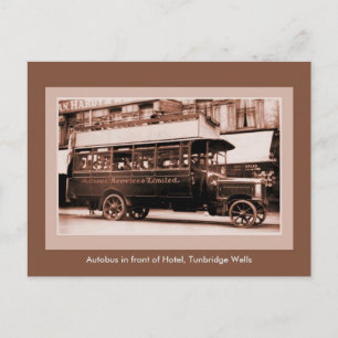 Antiker Autobus vor einem Hotel, Tunbridge Wells Postkarte