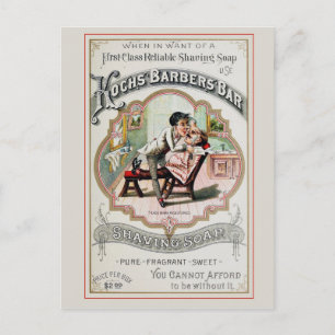 Antiker Barbierladen Rasur Postkarte