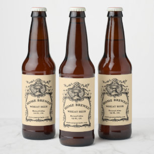 Antiker Barock Rokoko Harvested Wheat Bierflaschenetikett