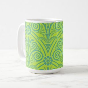 Antiker Barock-Stil Limettengrün-blaue Tasse