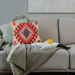 Antiker Beiger Gold Rost Orange Türkischer Kilim-T Kissen