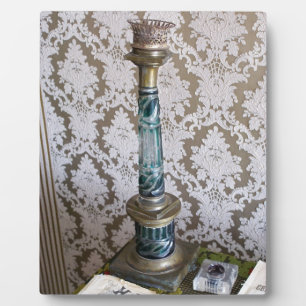 Antiker blauer Glas-Kerzenhalter Fotoplatte