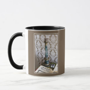 Antiker blauer Glas-Kerzenhalter Tasse