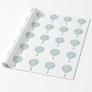 Antiker blauer Heißluftballon Geschenkpapier