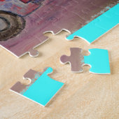 antiker blauer Patina-LKW Puzzle (Seite)