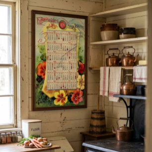 Antiker Blumen-Samen-Katalog-Kalender aus der vikt Poster