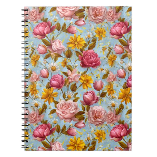 Antiker Blumenprint Notizblock (Vorderseite)