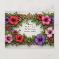 Antiker Blumenrahmen mit Hibiskus-Rand