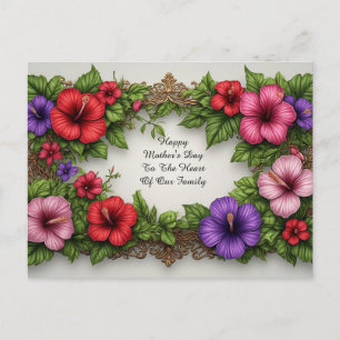 Antiker Blumenrahmen mit Hibiskus-Rand Postkarte
