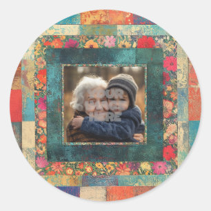 Antiker Blumenrandrahmen für Ihre Fotos Runder Aufkleber