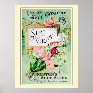 Antiker Blumensamen-Katalog für den Garten Poster