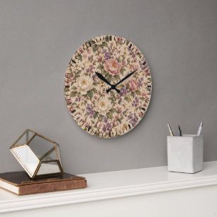 Antiker botanischer Rosengarten & Schmetterlingsmu Große Wanduhr