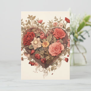 Antiker Botanischer Valentinstag Feiertagskarte