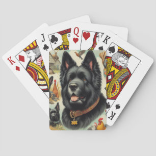 Antiker Bouvier des Flandres nahtlos Spielkarten