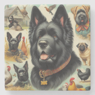 Antiker Bouvier des Flandres nahtlos Steinuntersetzer