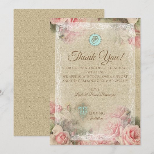 Antiker Brief - Dankeschön Karte (Vorne/Hinten)