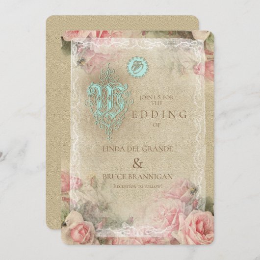 Antiker Brief - Einladung zur Hochzeit (Vorne/Hinten)