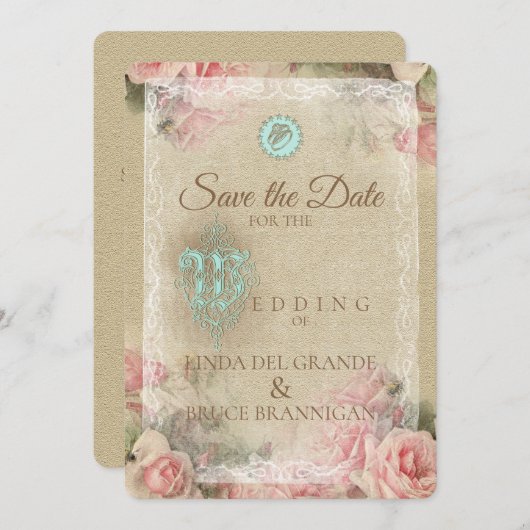 Antiker Brief - Save the Date Karte (Vorne/Hinten)