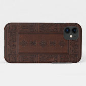 Antiker Brown-Leder-prägeartiges Buch-Entwurf Case-Mate iPhone Hülle (Rückseite (Horizontal))