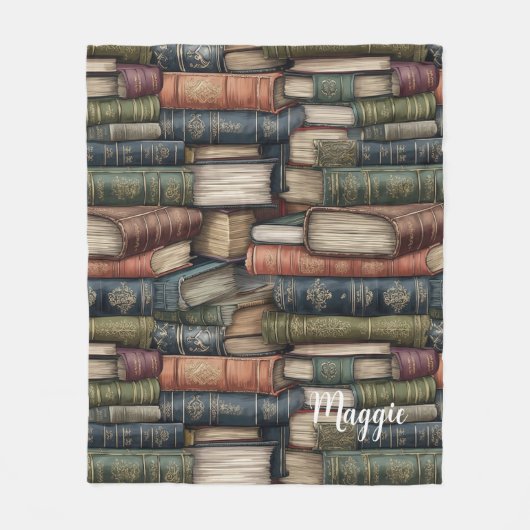 Antiker Bücherstapel Fleecedecke (Vorderseite)
