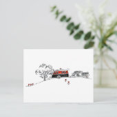 Antiker Camper und Auto Postkarte (Stehend Vorderseite)