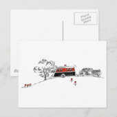 Antiker Camper und Auto Postkarte (Vorne/Hinten)