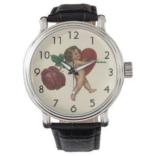 Antiker Cherub und viktorianische Rose zum Valenti Armbanduhr