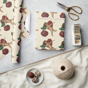 Antiker Cherub und viktorianische Rose zum Valenti Geschenkpapier