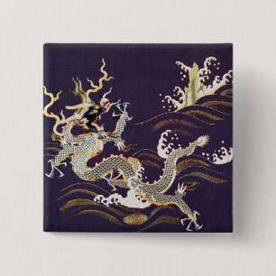 Antiker chinesischer Drache auf See Button