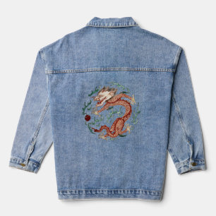 Antiker chinesischer Drache, der Pearl Flaming jag Jeansjacke