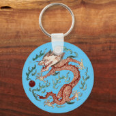 Antiker chinesischer Drache, der Pearl Flaming jag Schlüsselanhänger (Vorderseite)