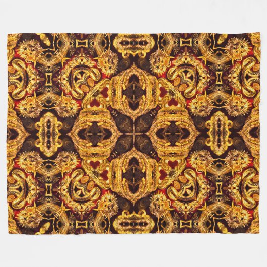 Antiker chinesischer Golddrache Kaiser Mandala Fleecedecke (Vorderseite (Horizontal))