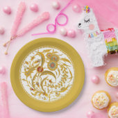 Antiker Chinesischer Jakobsblume - Senf Gold Pappteller (Party)