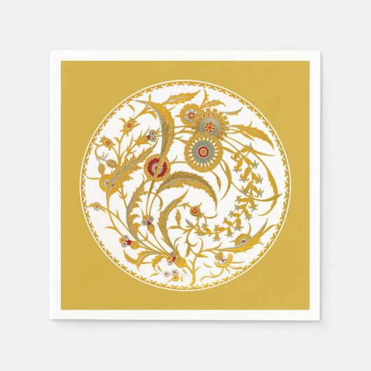 Antiker Chinesischer Jakobsblume - Senf Gold Serviette (Vorderseite)