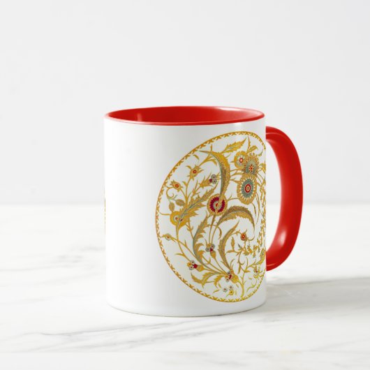 Antiker Chinesischer Jakobsblume - Senf Gold Tasse (VorderseiteRechts)