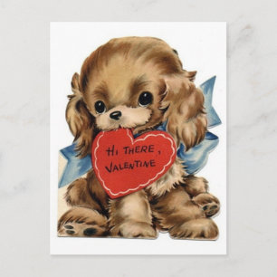 Antiker Cocker Spaniel zum Valentinstag Feiertagspostkarte