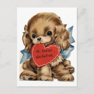 Antiker Cocker Spaniel zum Valentinstag Feiertagspostkarte