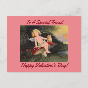 Antiker Cupid mit Eule Feiertagspostkarte