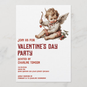 Antiker Cupid mit Herz-Bogen Einladung